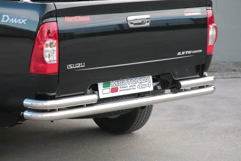 Double rear protection ø63, mirror polished — Isuzu D-Max (2007–2012)