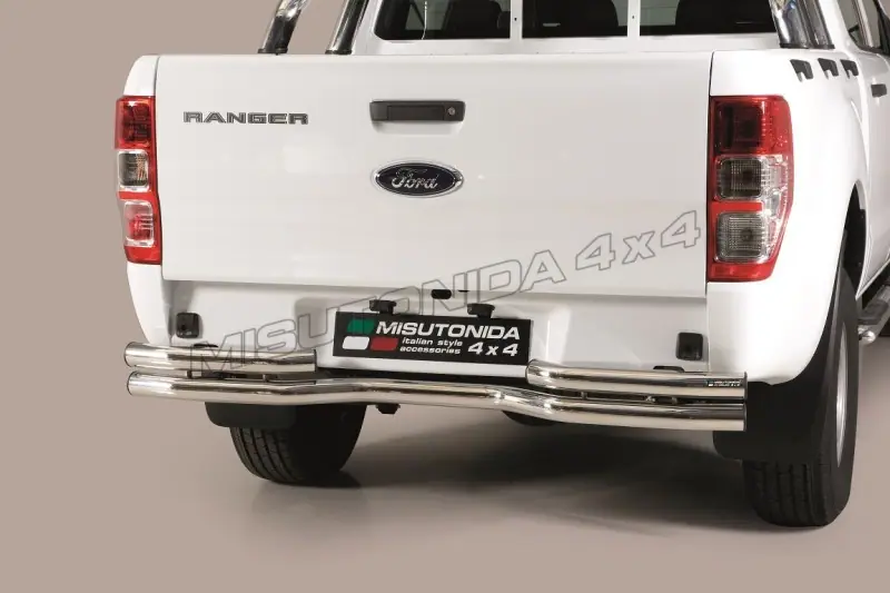 Double-bent rear protection ø63, mirror polished — Ford Ranger (2012–2016)