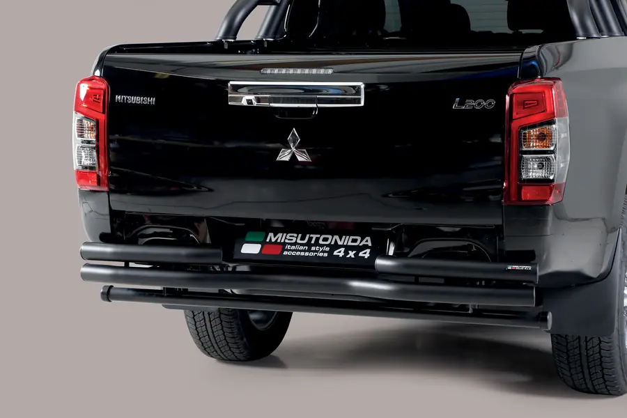 Double-bent rear protection ø63, black — Mitsubishi L200 (2015–2019)