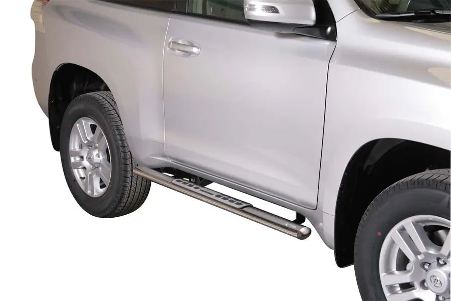 Design side steps with aluminium treads øovaal, mirror polished — Toyota Land Cruiser 150 (2010–2013)