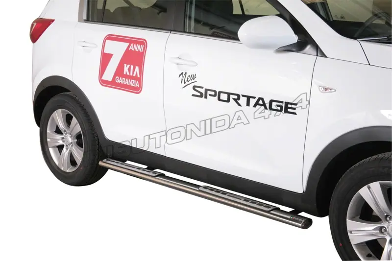Design side steps with aluminium treads øovaal, mirror polished — Kia Sportage (2010–2015)
