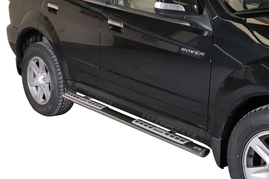 Design side steps with aluminium treads øovaal, mirror polished — Great Wall Hover 10 (2010–)