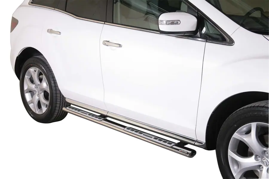 Design side steps with aluminium treads øovaal, mirror polished — Mazda CX-7 (2010–)