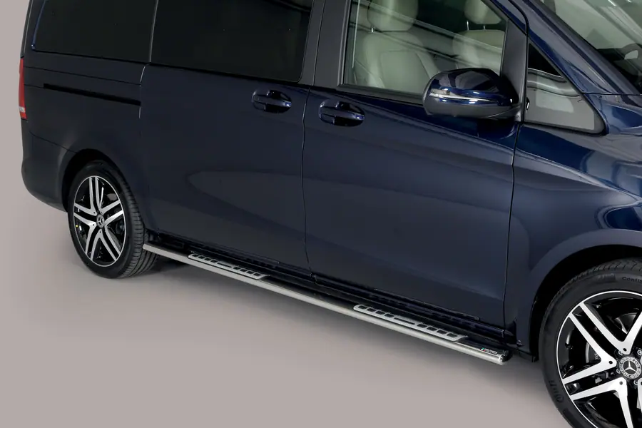 Design side steps with aluminium treads øovaal, mirror polished — Mercedes-Benz V-Class (2014–)
