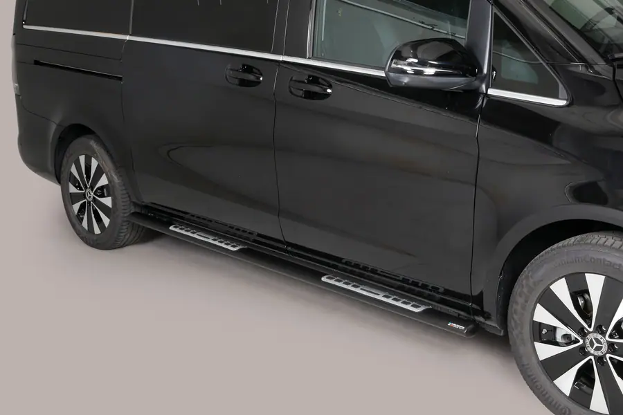 Design side steps with aluminium treads øovaal, black — Mercedes-Benz V-Class (2014–)