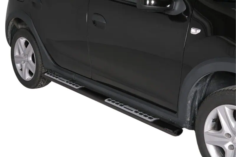 Пороги Design с алюминиевыми накладками øovaal, чёрная — Dacia Sandero Stepway (2013–2020)
