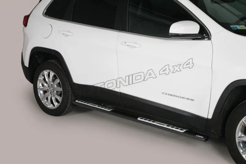 Design side steps with aluminium treads øovaal, black — Jeep Cherokee (2014–)