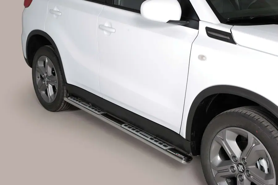 Design side steps with aluminium treads øovaal, mirror polished — Suzuki Vitara (2015–2018)