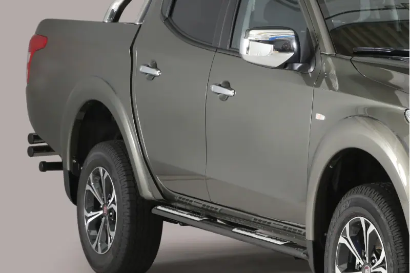 Design side steps with aluminium treads øovaal, black — Fiat Fullback (2015–)