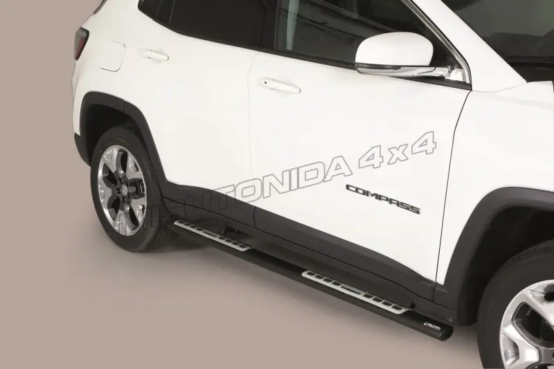 Design side steps with aluminium treads øovaal, black — Jeep Compass (2017–)