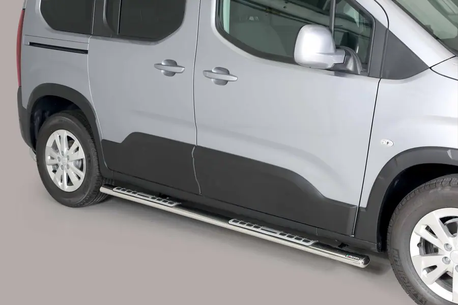 Design side steps with aluminium treads øovaal, mirror polished — Peugeot Rifter (2018–)
