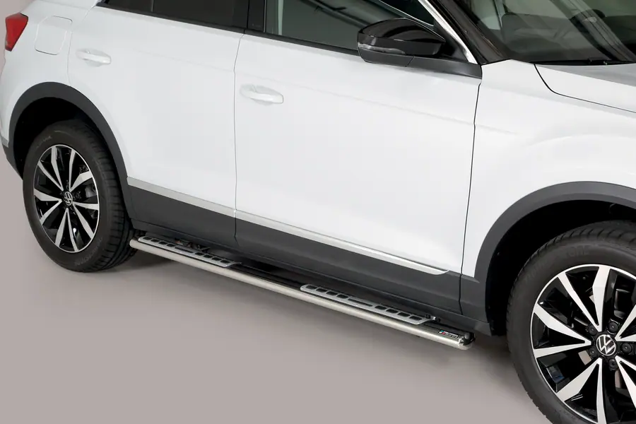 Design side steps with aluminium treads øovaal, mirror polished — Volkswagen T-Roc (2017–)