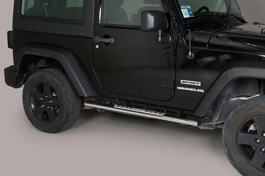 Design side steps with aluminium treads øovaal, mirror polished — Jeep Wrangler (2011–)