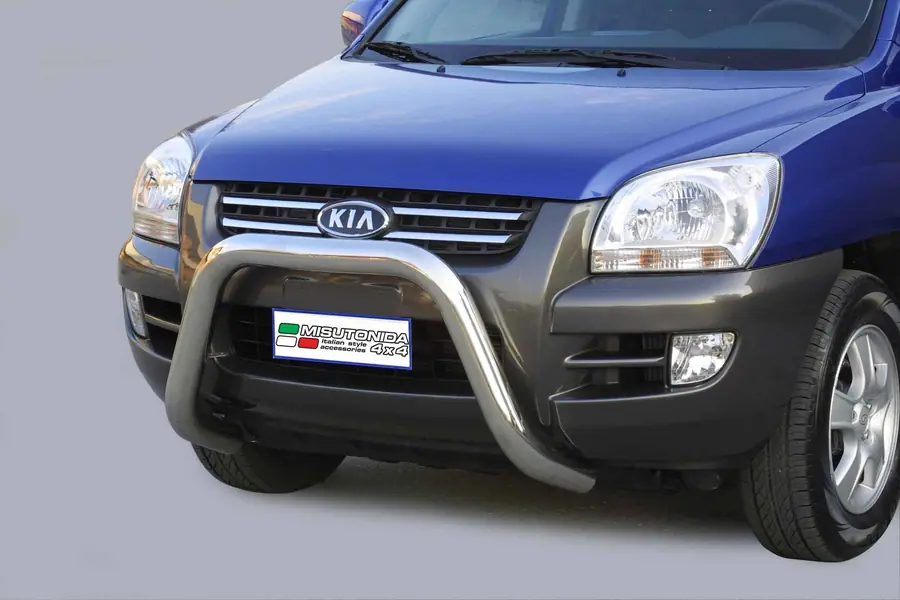 Super bar, EC approved ø76, mirror polished — Kia Sportage (2004–2008)