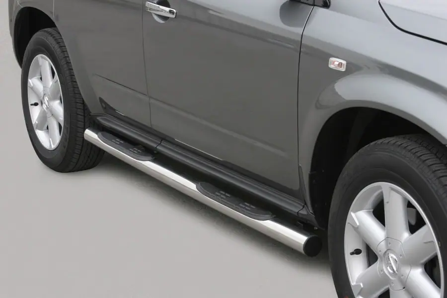 Grand Pedana side steps with plastic treads ø76, mirror polished — Nissan Murano (2005–2008)