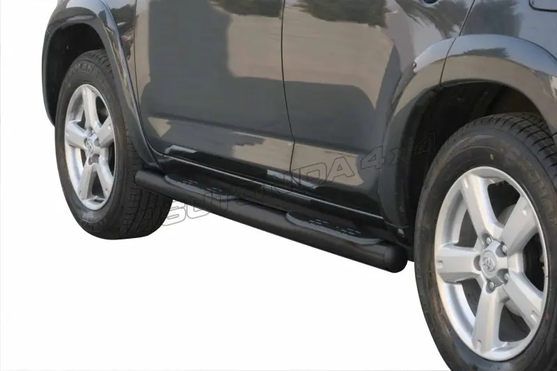 Пороги Grand Pedana с пластиковыми накладками ø76, чёрная — Toyota RAV4 (2006–2010)