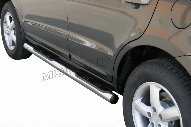 Grand Pedana side steps with plastic treads ø76, mirror polished — Hyundai Santa Fe (2006–2010)