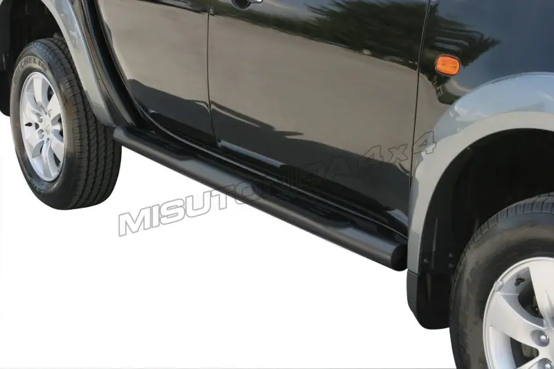 Grand Pedana side steps with plastic treads ø76, black — Mitsubishi L200 (2006–2009)