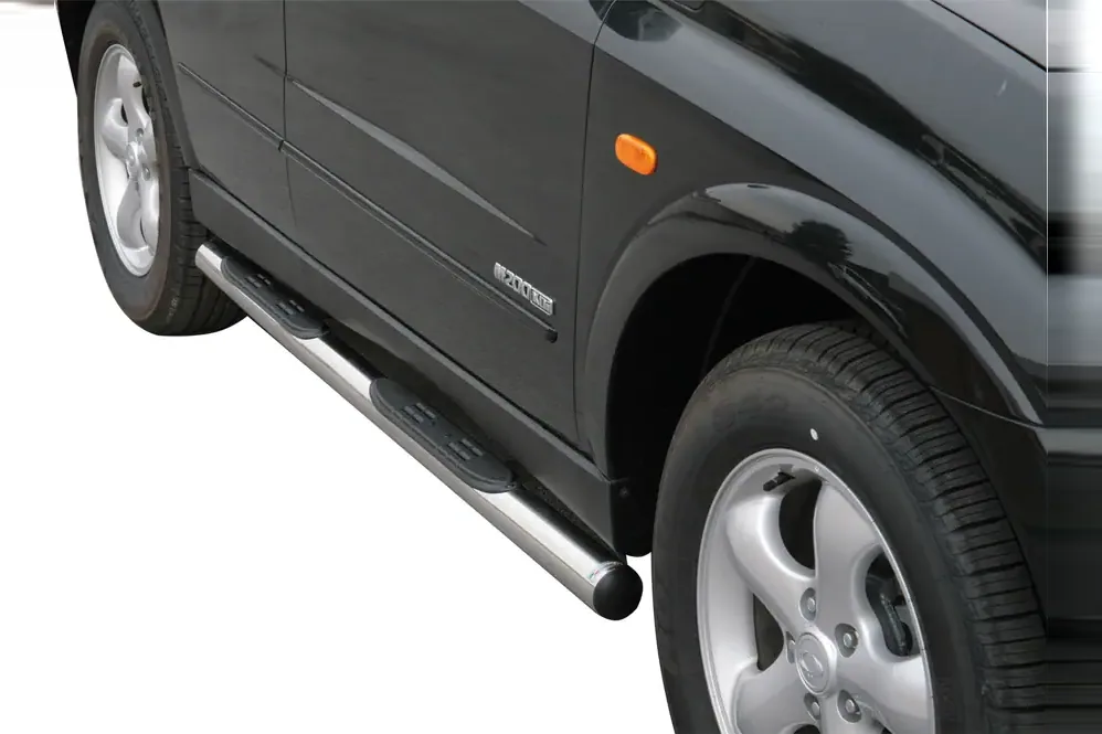 Grand Pedana side steps with plastic treads ø76, mirror polished — SsangYong Kyron (2007–)
