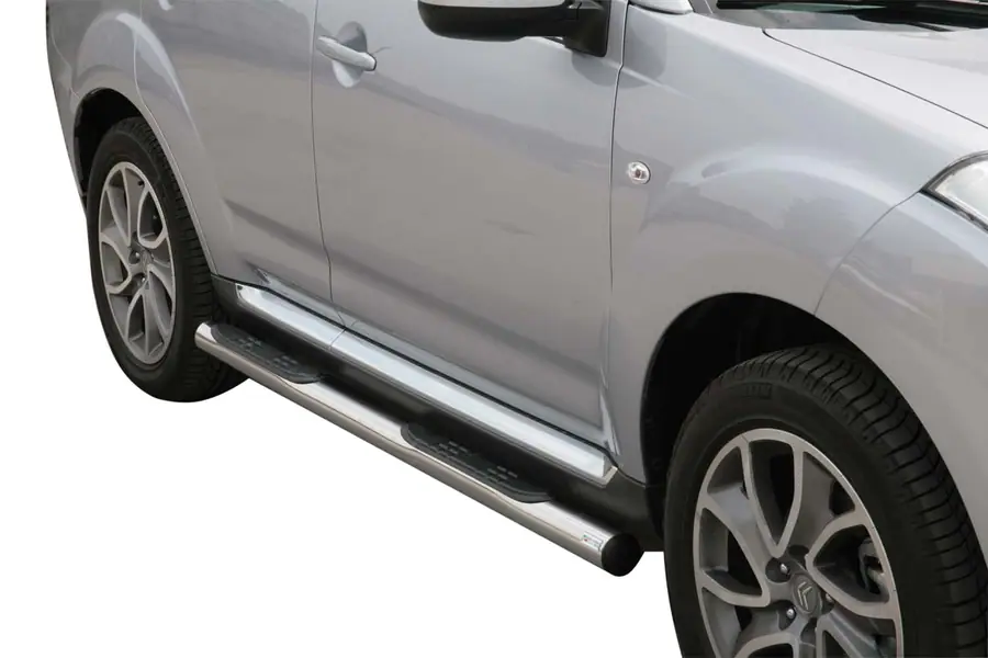 Пороги Grand Pedana с пластиковыми накладками ø76, полированная — Citroën C-Crosser (2008–)