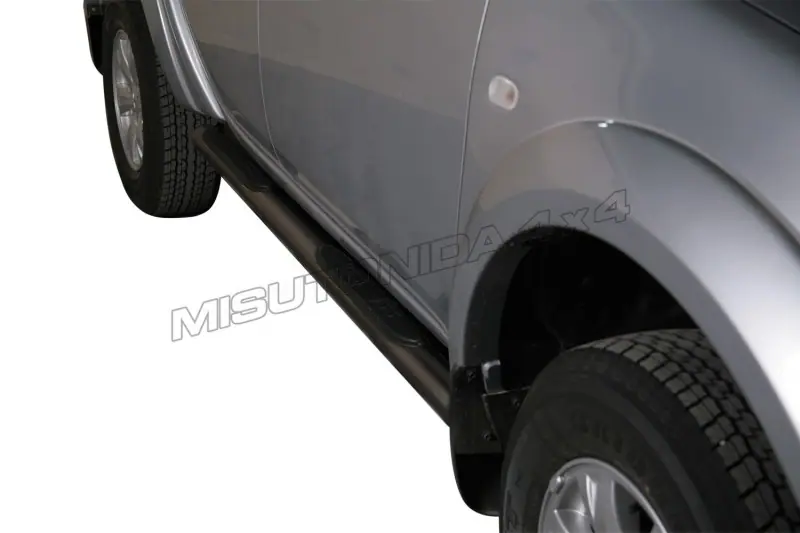 Пороги Grand Pedana с пластиковыми накладками ø76, чёрная — Mitsubishi L200 (2009–2015)