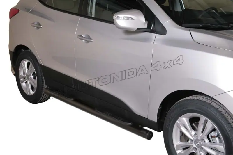 Пороги Grand Pedana с пластиковыми накладками ø76, чёрная — Hyundai ix35 (2011–)