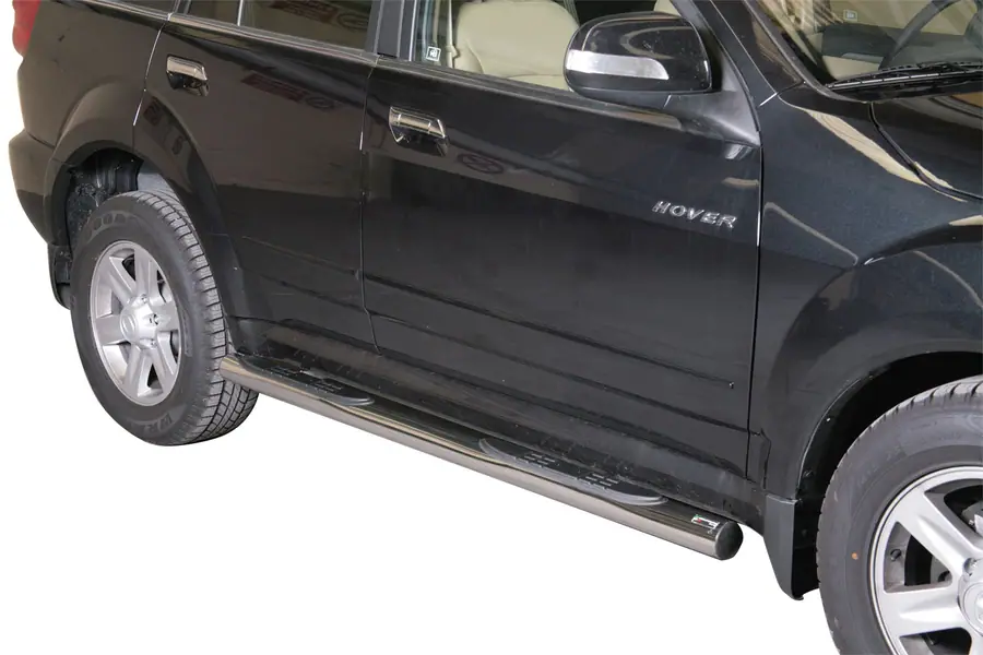 Grand Pedana side steps with plastic treads ø76, mirror polished — Great Wall Hover 10 (2010–)