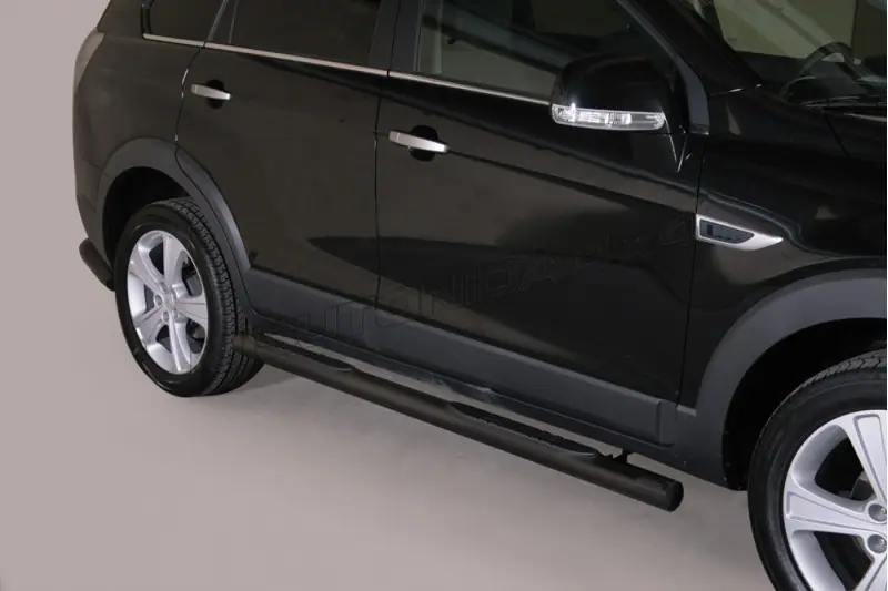 Пороги Grand Pedana с пластиковыми накладками ø76, чёрная — Chevrolet Captiva (2011–)