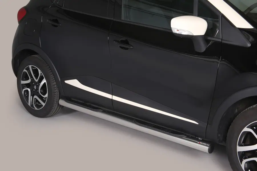 Пороги Grand Pedana с пластиковыми накладками ø76, полированная — Renault Captur (2013–2017)
