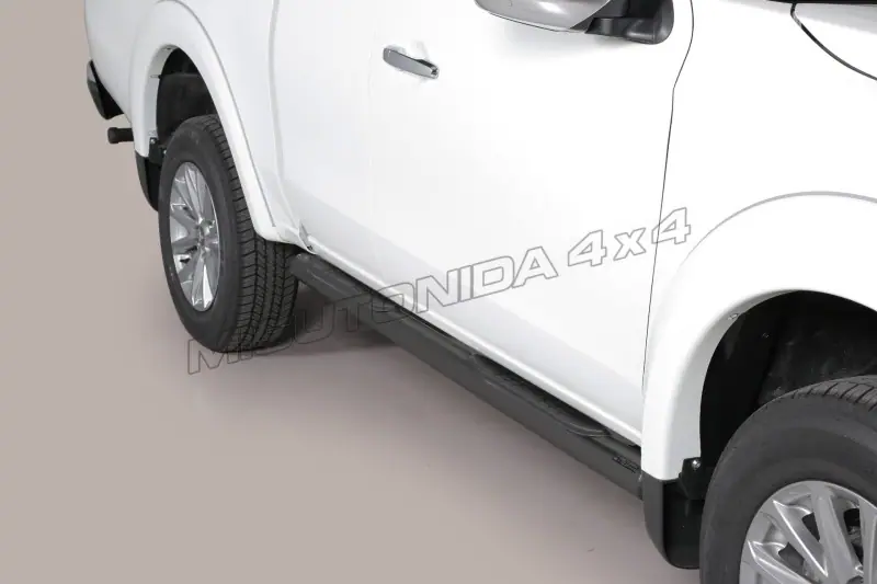 Grand Pedana side steps with plastic treads ø76, black — Mitsubishi L200 (2015–2019)