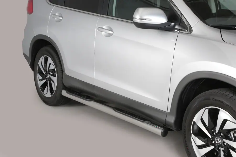 Grand Pedana side steps with plastic treads ø76, mirror polished — Honda CR-V (2016–2018)