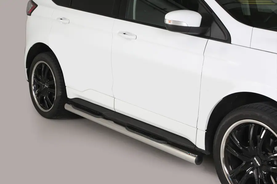 Grand Pedana side steps with plastic treads ø76, mirror polished — Ford Edge (2016–2018)