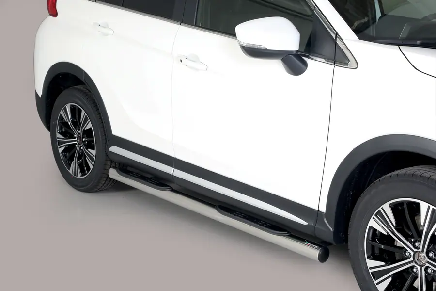Пороги Grand Pedana с пластиковыми накладками ø76, полированная — Mitsubishi Eclipse Cross (2017–)