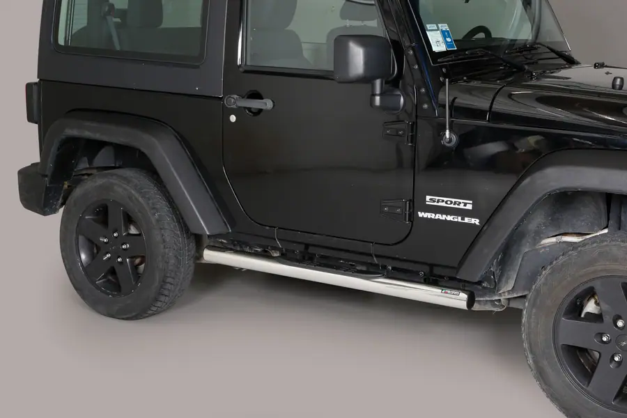 Grand Pedana side steps with plastic treads ø76, mirror polished — Jeep Wrangler (2011–)