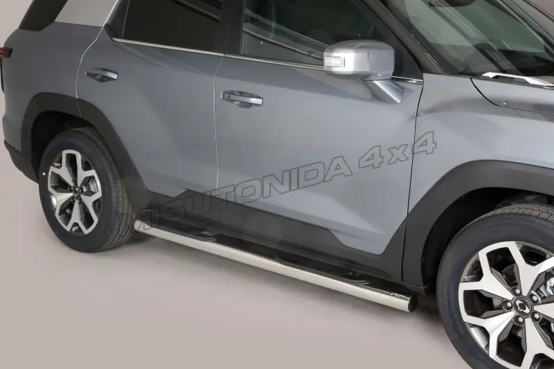 Grand Pedana side steps with plastic treads ø76, mirror polished — SsangYong Torres (2023–)