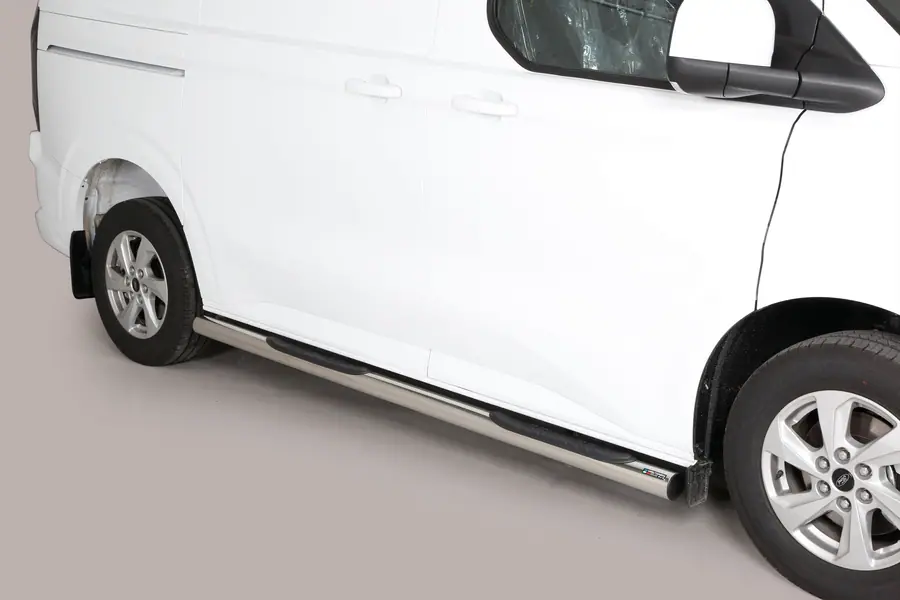Grand Pedana side steps with plastic treads ø76, mirror polished — Ford Tourneo Custom (2024–)