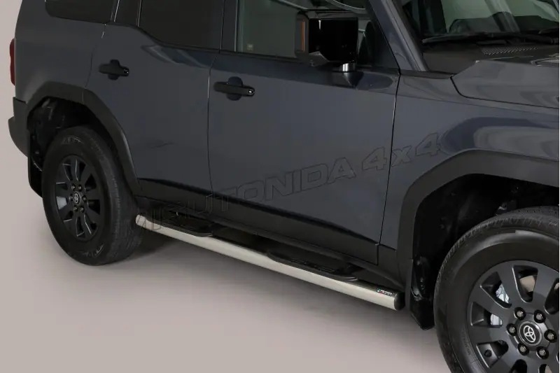 Grand Pedana side steps with plastic treads ø76, mirror polished — Toyota Land Cruiser 250 (2024–)