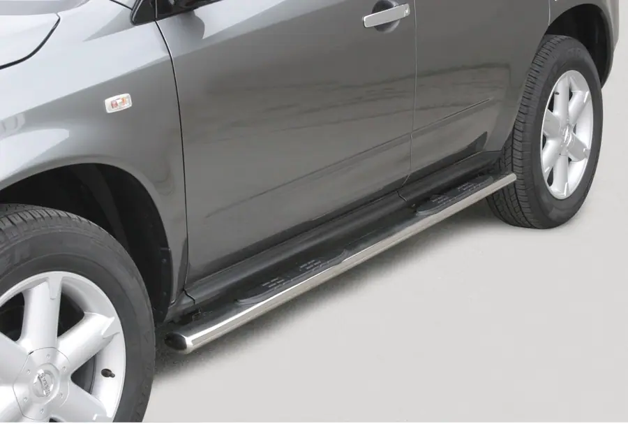 Oval Grand Pedana side steps with plastic treads øovaal, mirror polished — Nissan Murano (2005–2008)