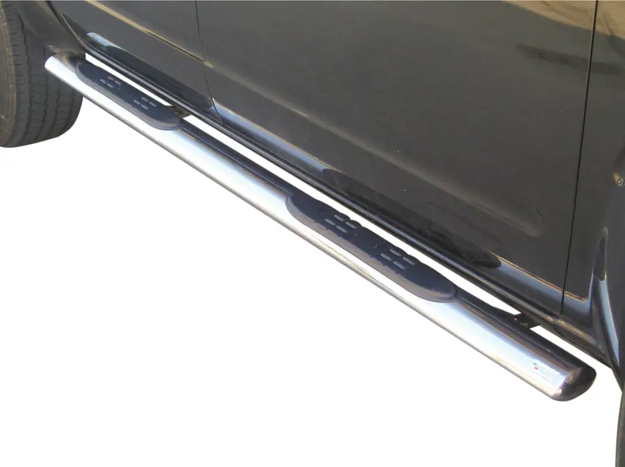 Овальные пороги Grand Pedana с пластиковыми накладками øovaal, полированная — Nissan Navara (2005–2010)