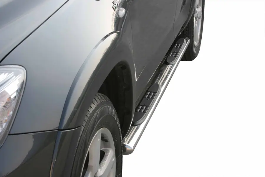 Овальные пороги Grand Pedana с пластиковыми накладками øovaal, полированная — Toyota RAV4 (2006–2010)