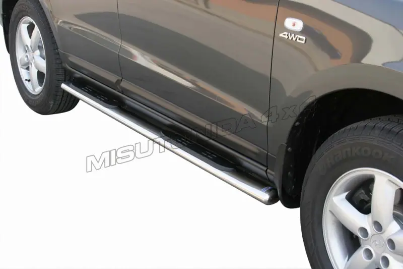 Oval Grand Pedana side steps with plastic treads øovaal, mirror polished — Hyundai Santa Fe (2006–2010)