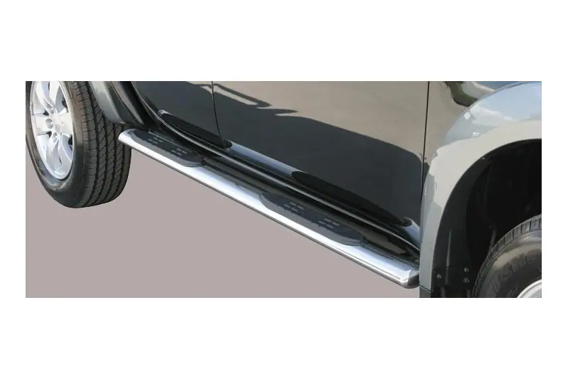 Oval Grand Pedana side steps with plastic treads øovaal, mirror polished — Mitsubishi L200 (2006–2009)
