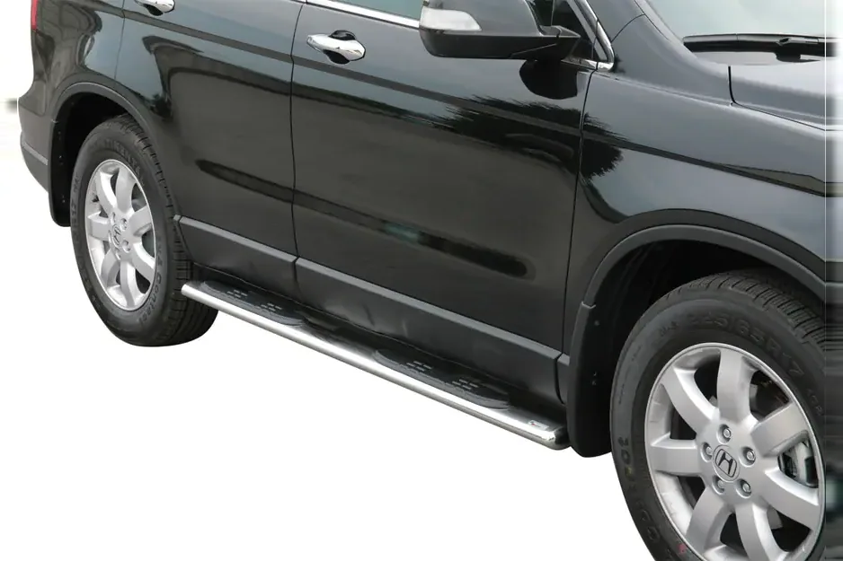 Oval Grand Pedana side steps with plastic treads øovaal, mirror polished — Honda CR-V (2007–2009)