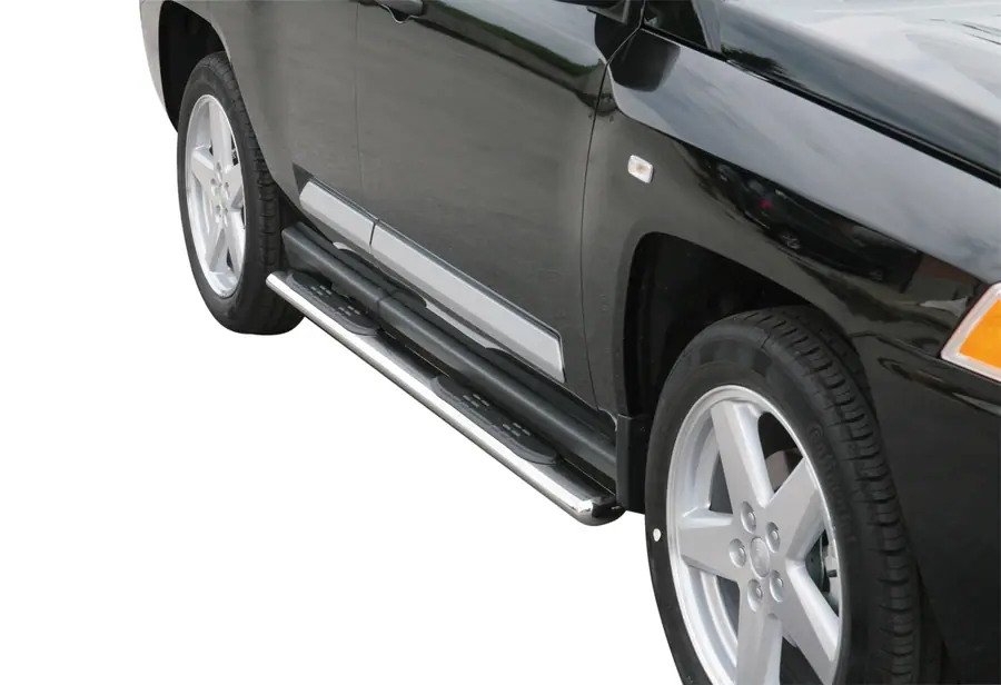 Овальные пороги Grand Pedana с пластиковыми накладками øovaal, полированная — Jeep Compass (2007–2010)
