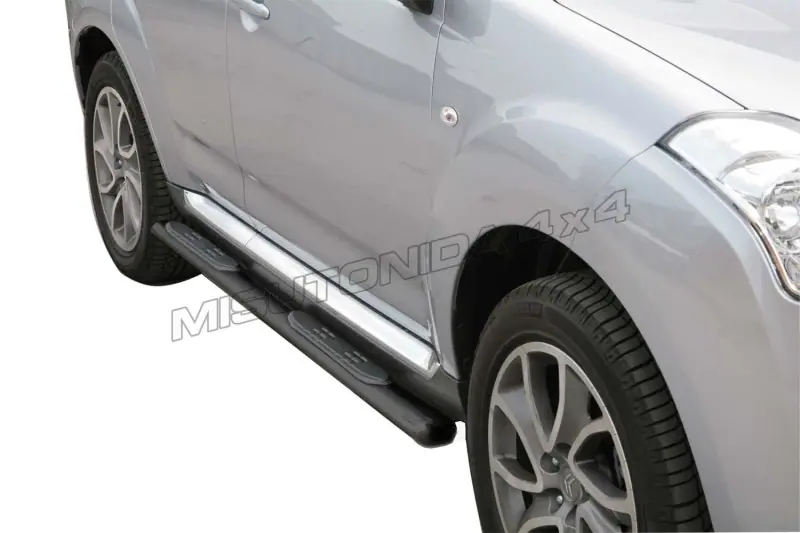 Овальные пороги Grand Pedana с пластиковыми накладками øovaal, чёрная — Citroën C-Crosser (2008–)
