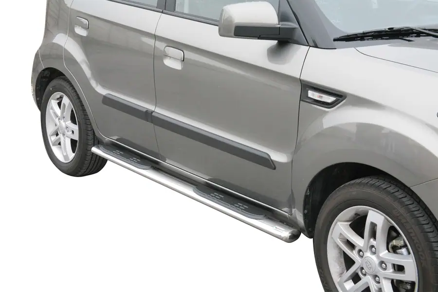 Oval Grand Pedana side steps with plastic treads øovaal, mirror polished — Kia Soul (2009–2013)