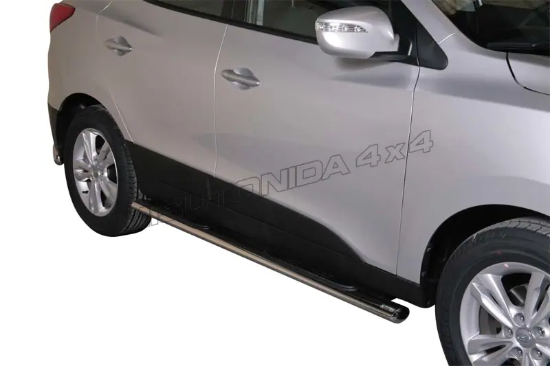 Овальные пороги Grand Pedana с пластиковыми накладками øovaal, полированная — Hyundai ix35 (2011–)