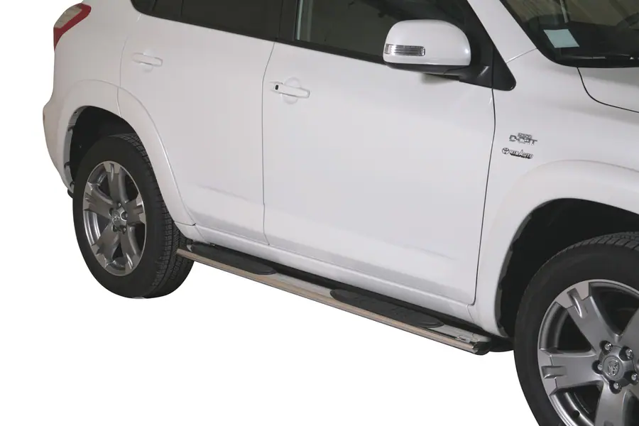 Овальные пороги Grand Pedana с пластиковыми накладками øovaal, полированная — Toyota RAV4 (2010–2013)