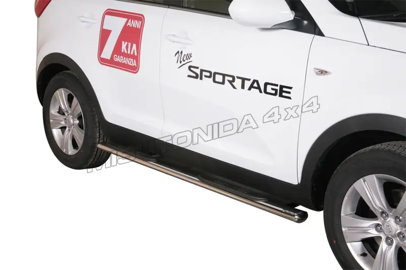 Oval Grand Pedana side steps with plastic treads øovaal, mirror polished — Kia Sportage (2010–2015)