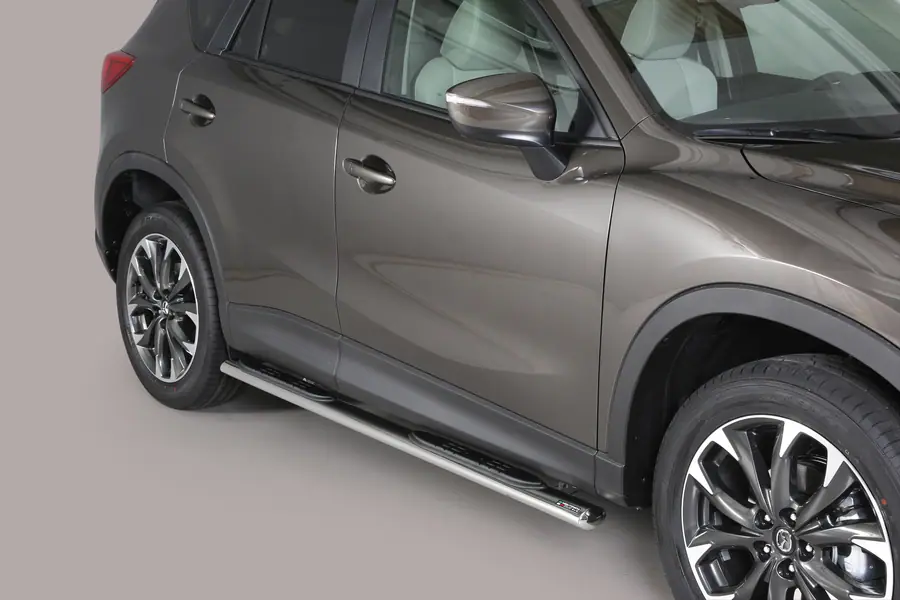Oval Grand Pedana side steps with plastic treads øovaal, mirror polished — Mazda CX-5 (2015–2016)